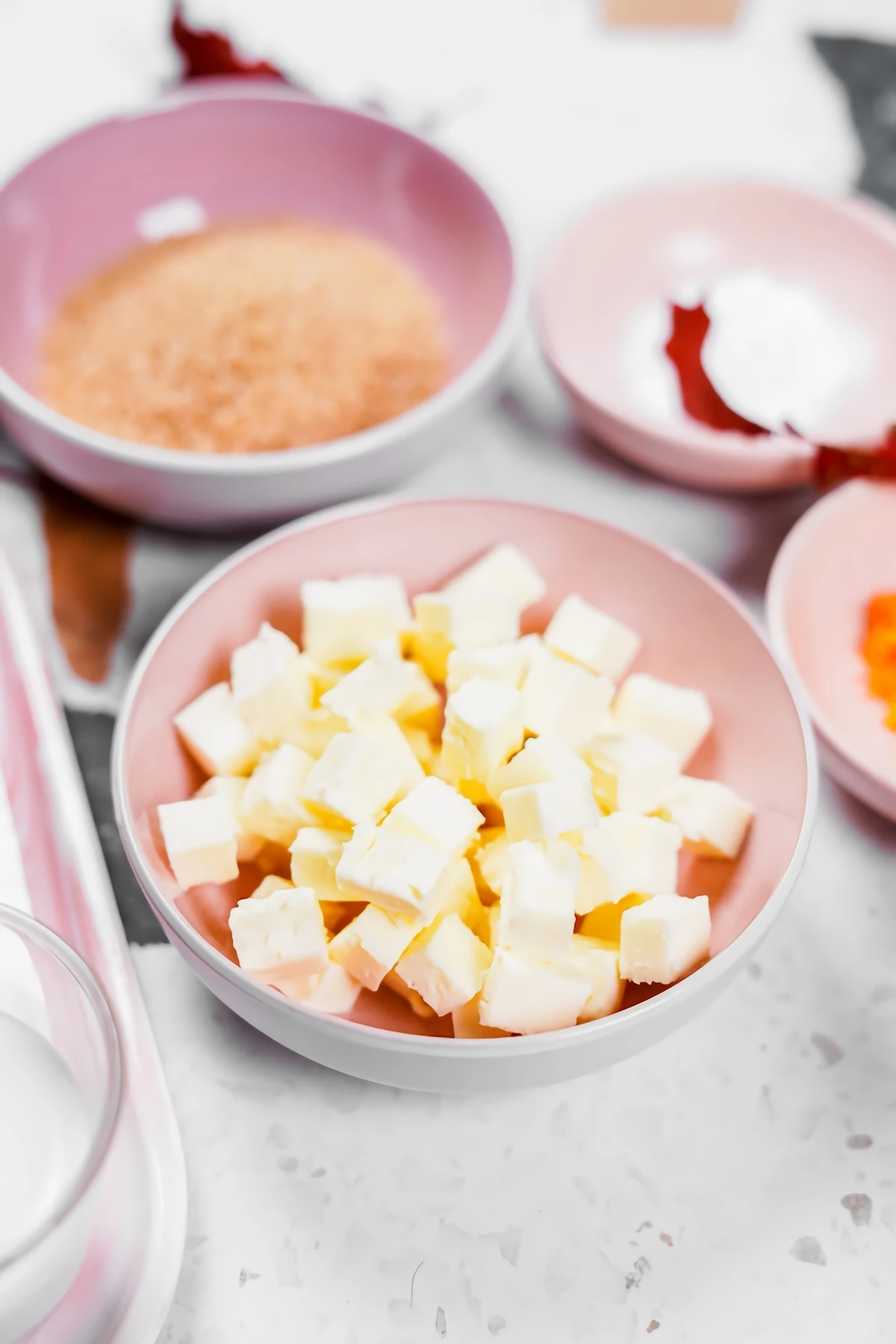 cold butter cubes in a bowl