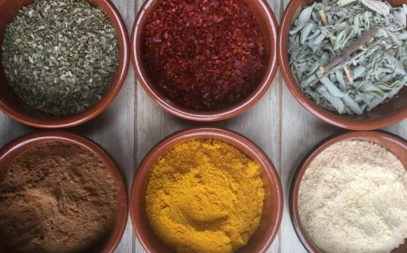 different spices in bowls