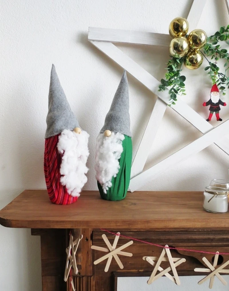 diy christmas gnome on shelf