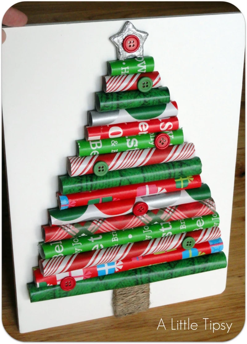 diy christmas tree wrapping paper tree with buttons