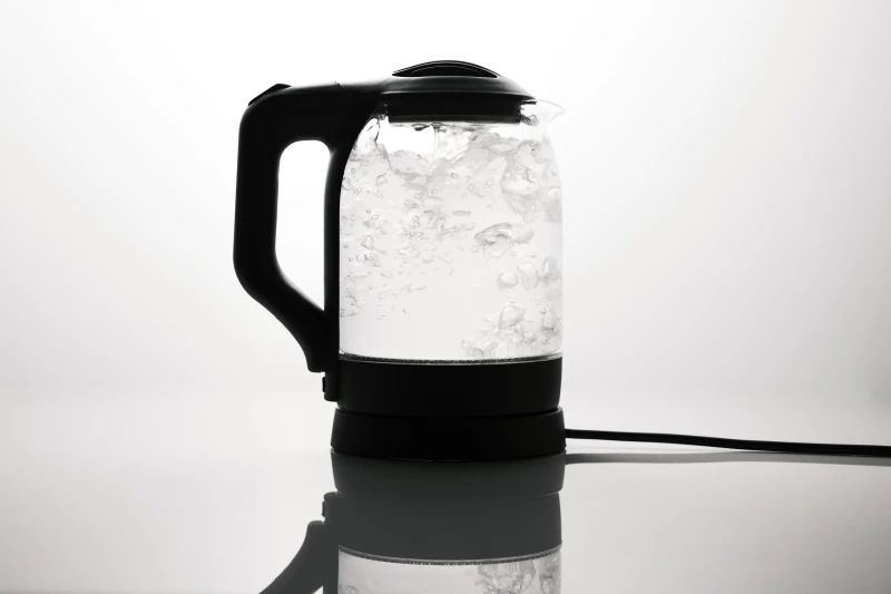 kettle with boiling water in it