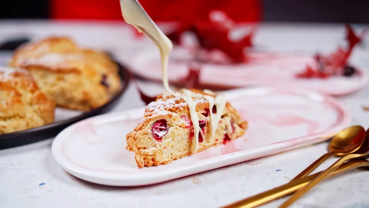 one scone with cranberries