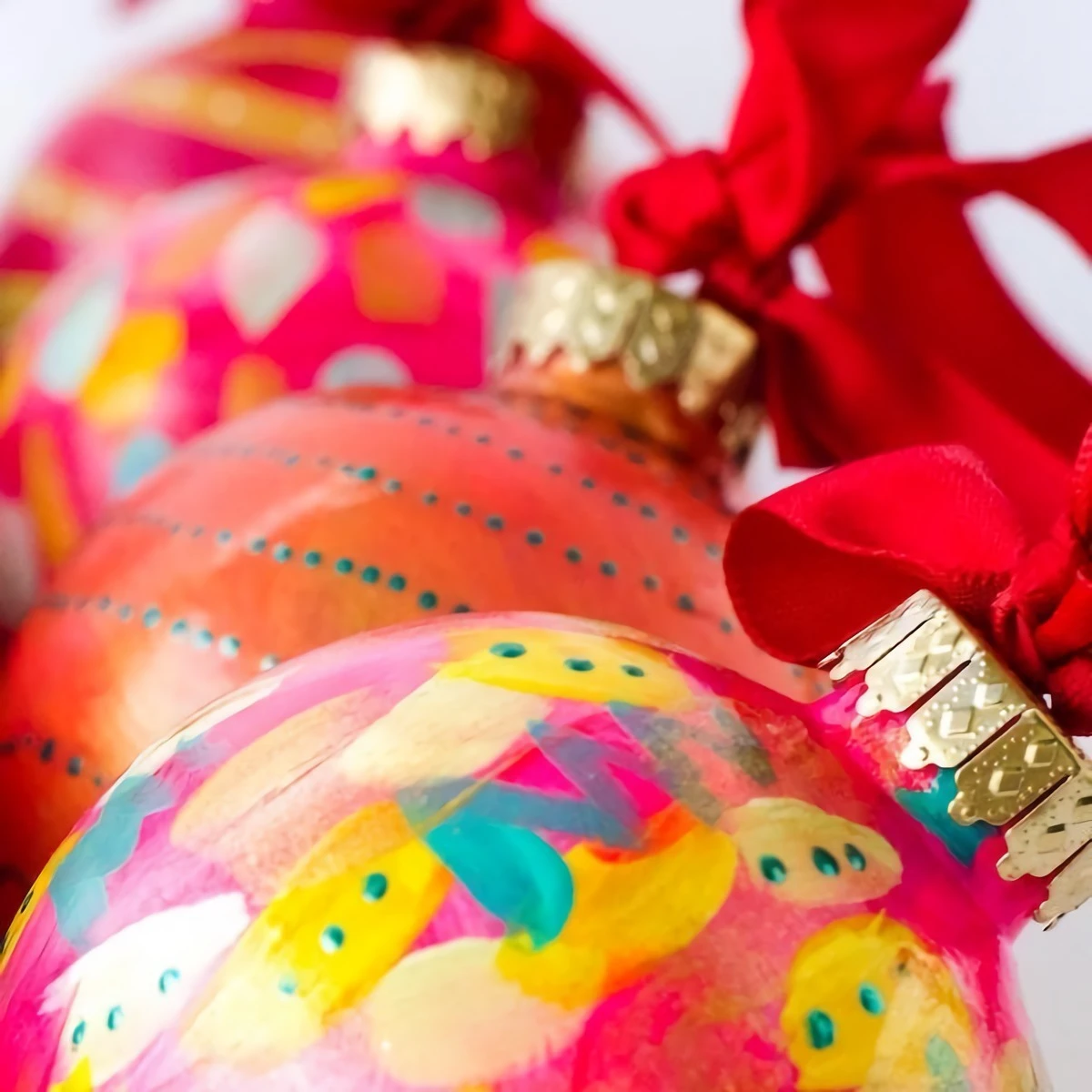painted red and colorful ornaments