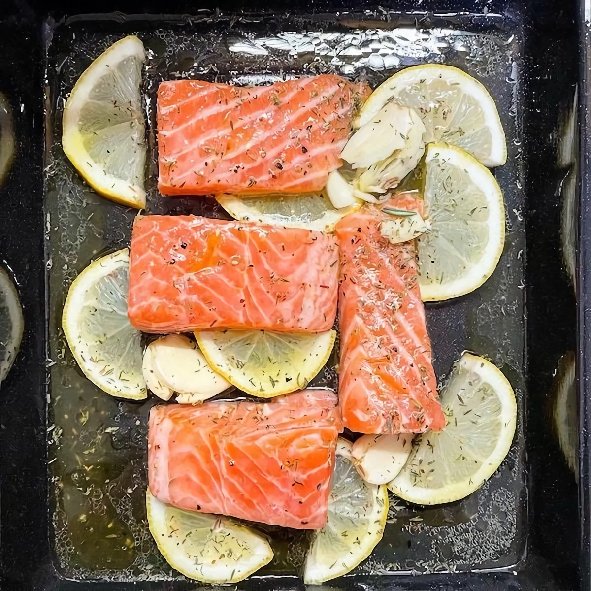 salmon on a bake tray
