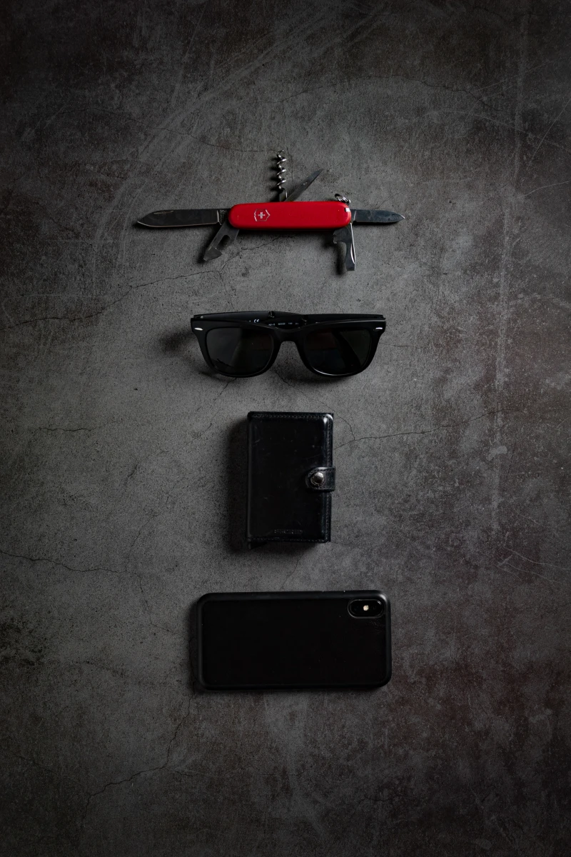 swiss army knife with sunglasses wallet