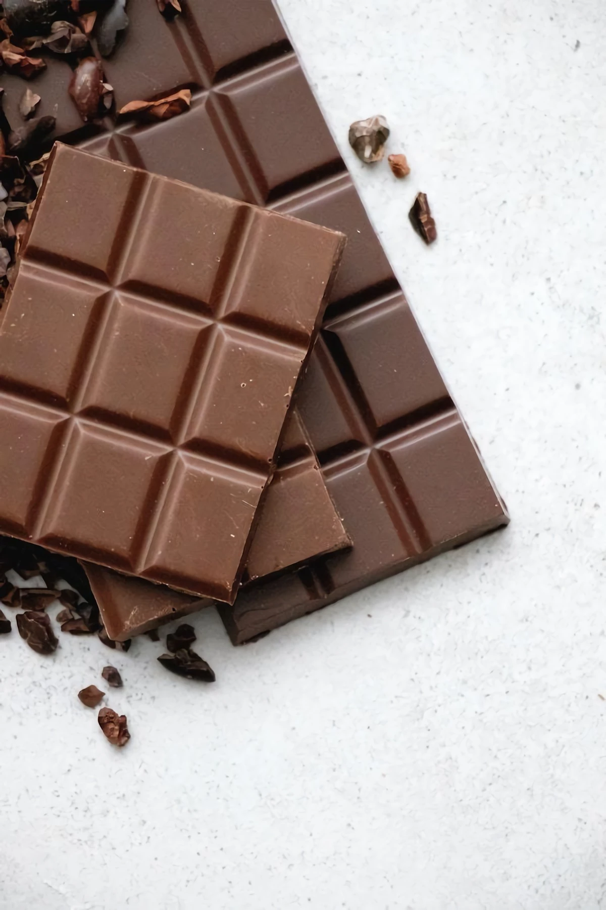 three types of chocolates on white background