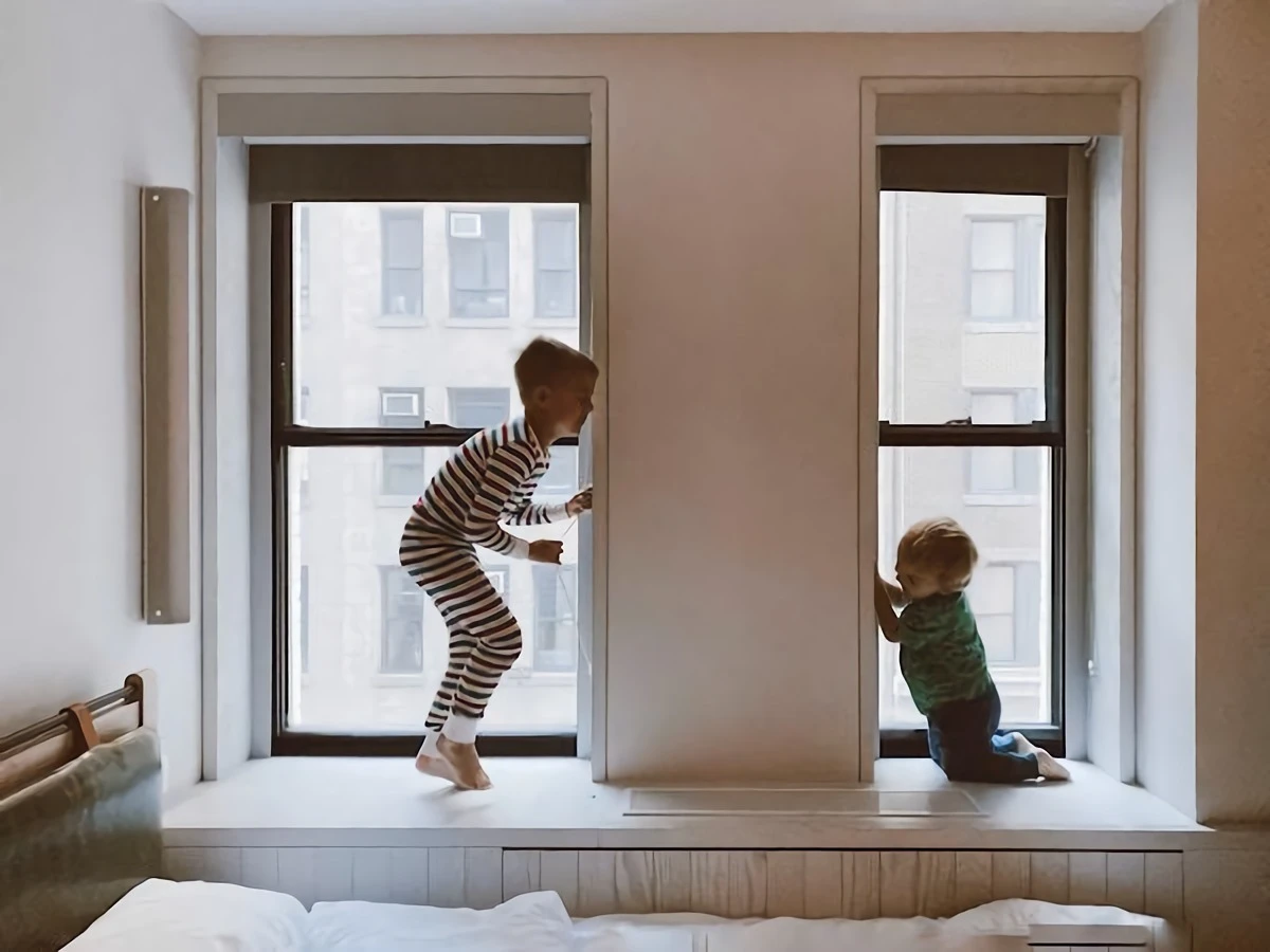 two children playing at home