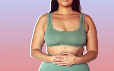 woman holding her stomach feeling bloated