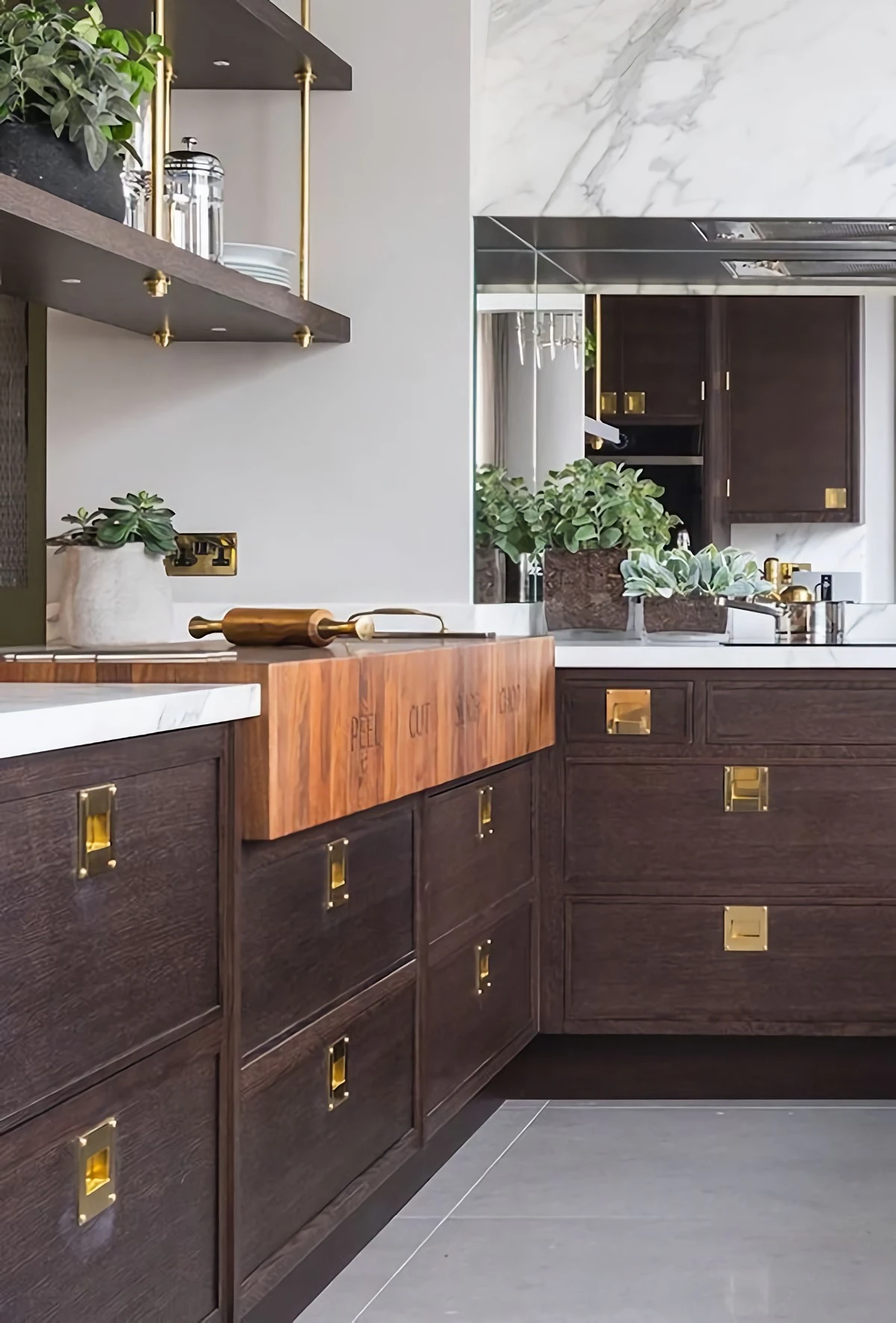 2023 kitchen trends dark brown wooden kitchen cabinets