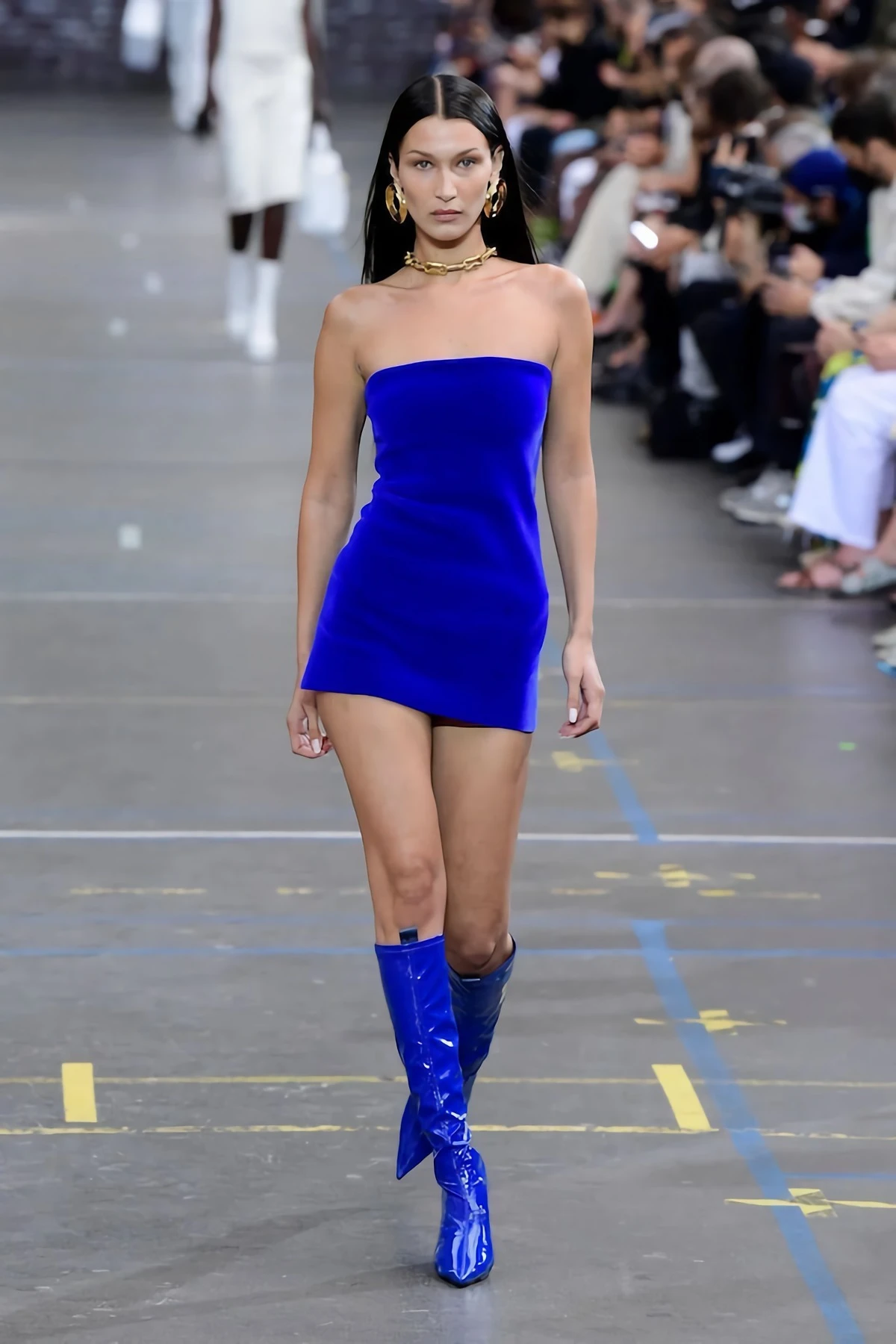 bella hadid in cobalt blue