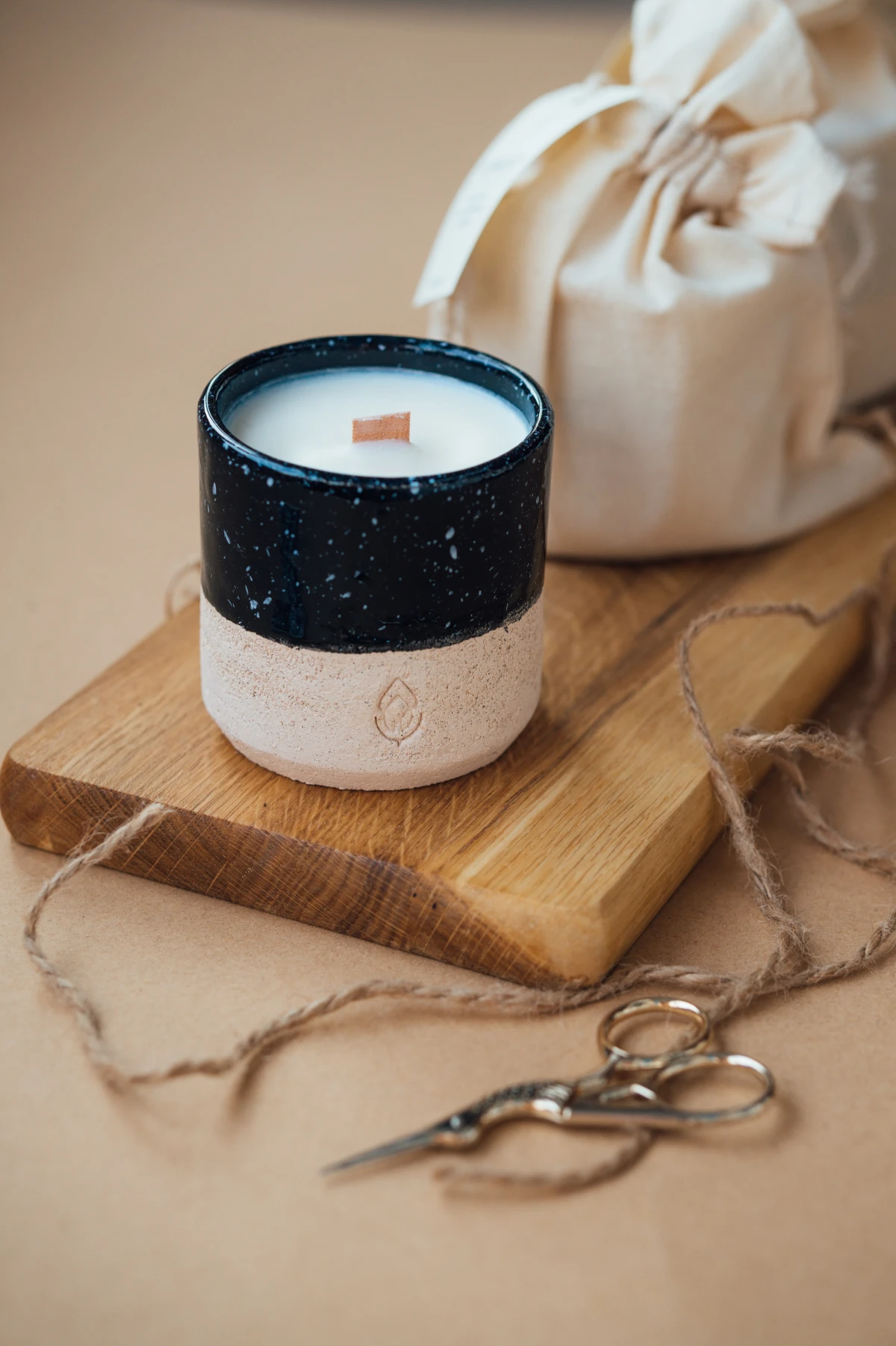 candle with wooden wick