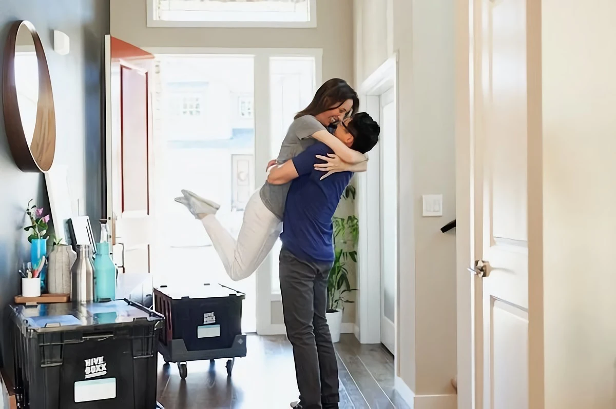 couple happy in new home