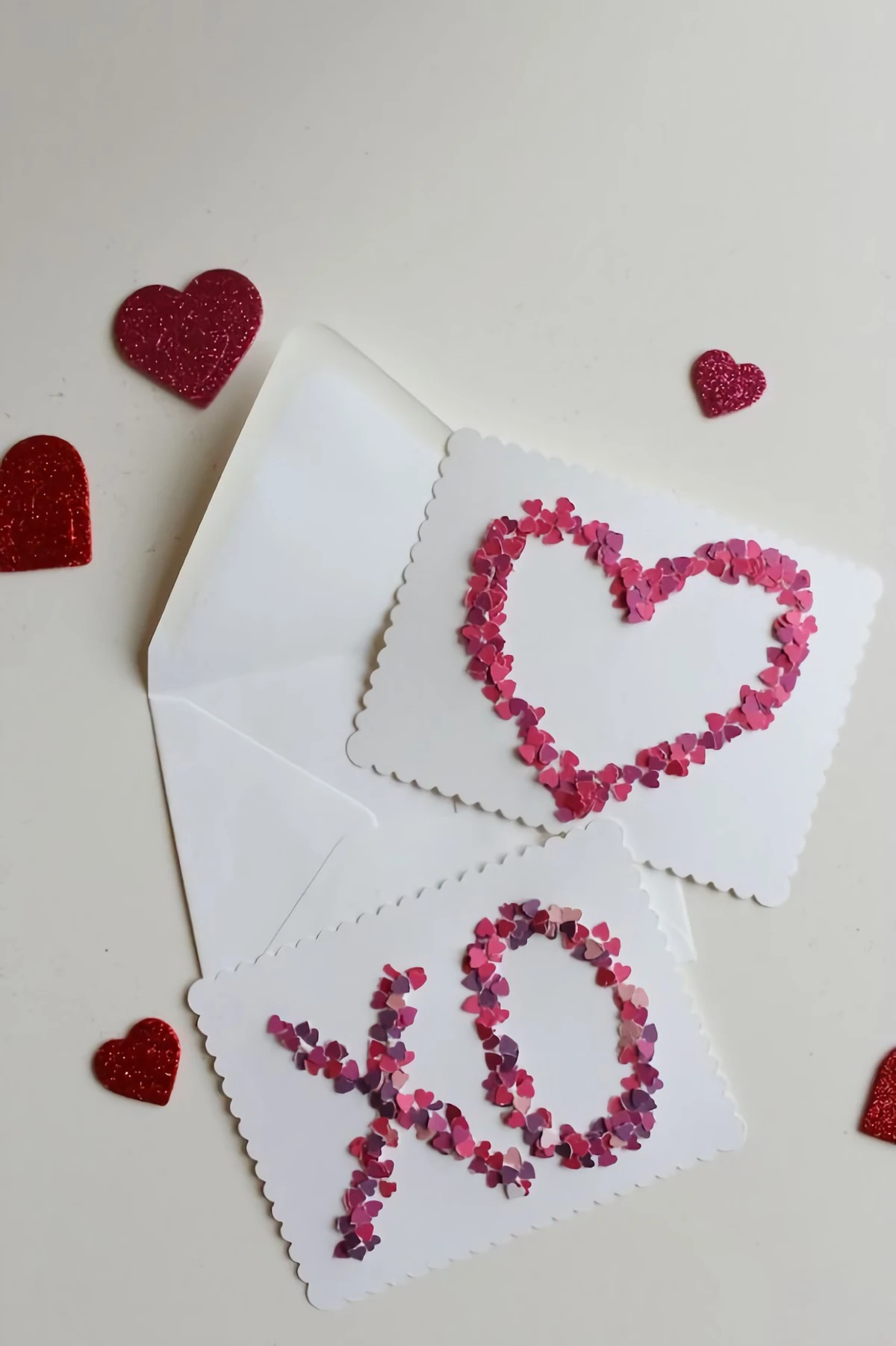 diy valentines day card confetti