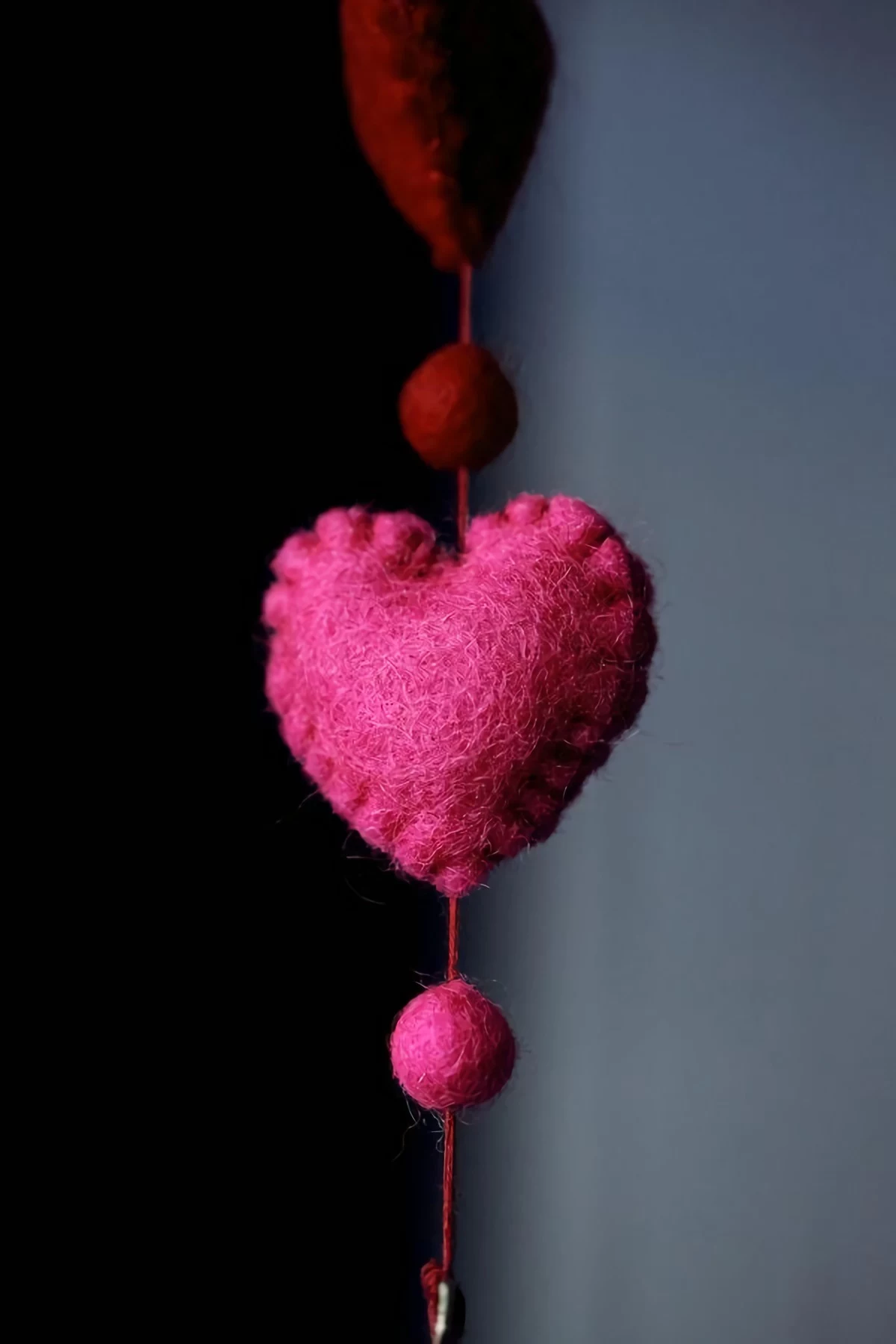 felt pink heart decoration