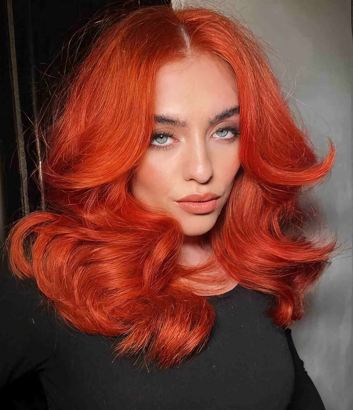 glamorous bright red hair color