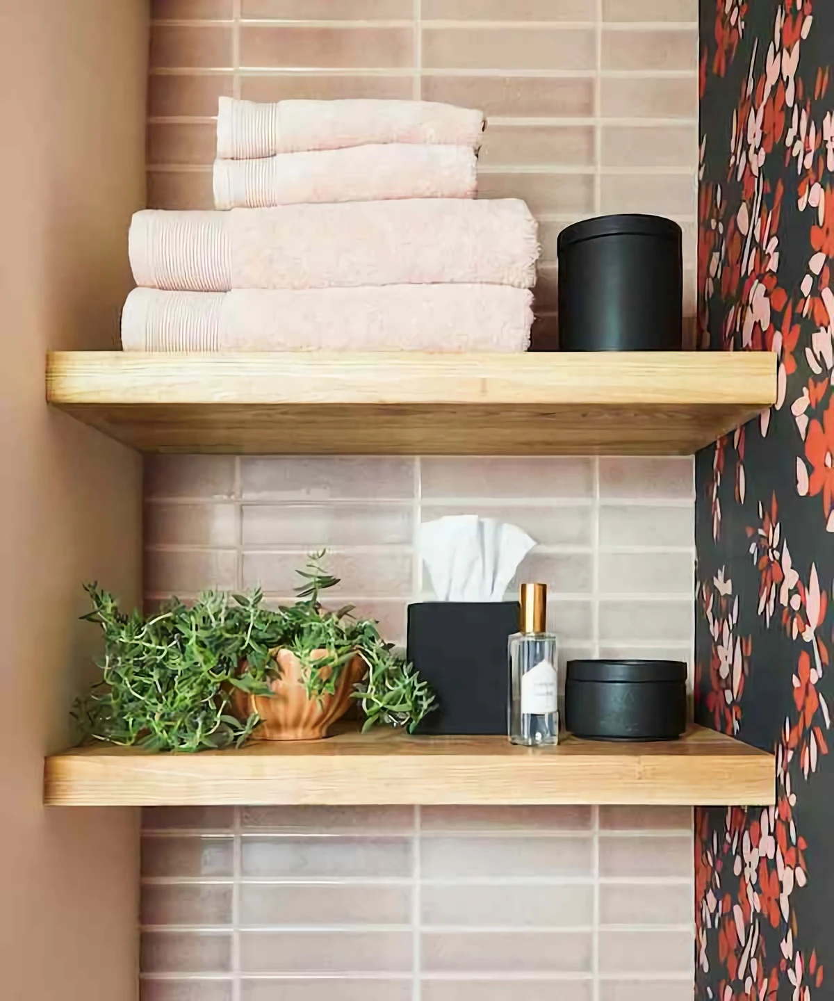 make your bathroom look more expensive bathroom shelves with towels