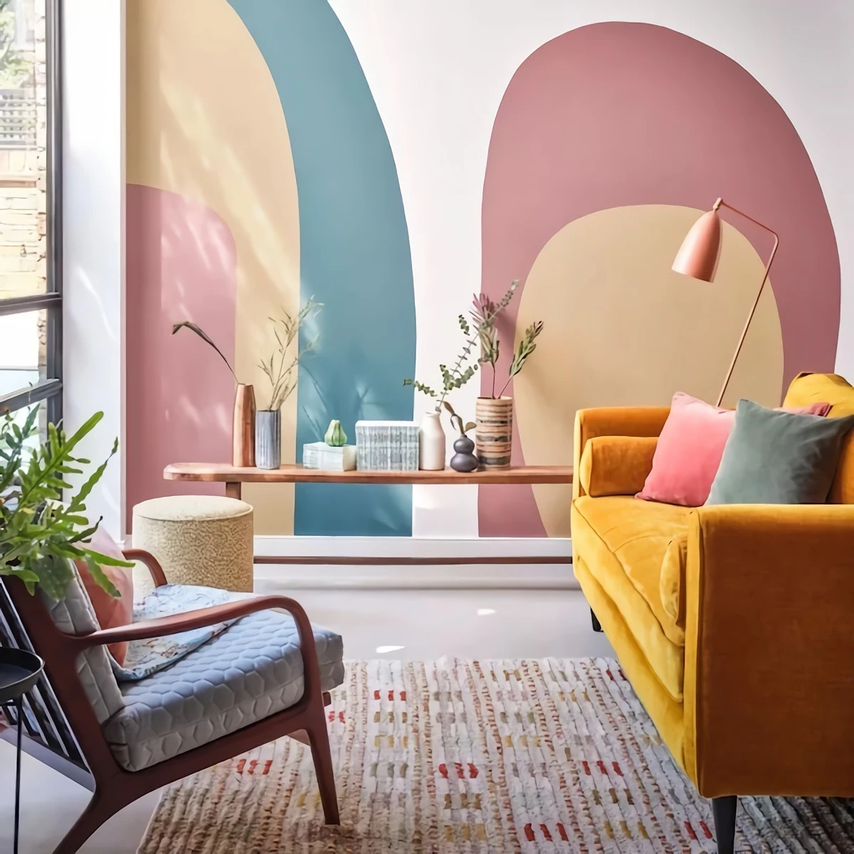 pastel colored mural on wall