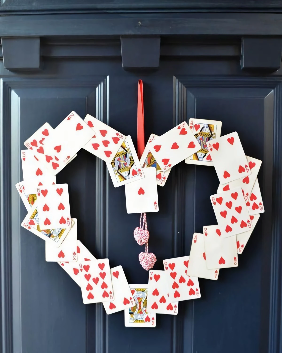 playing card wreath valentines day decor