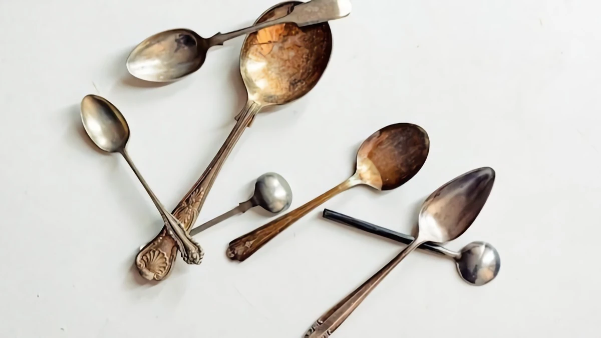 tarnished silver utensilis