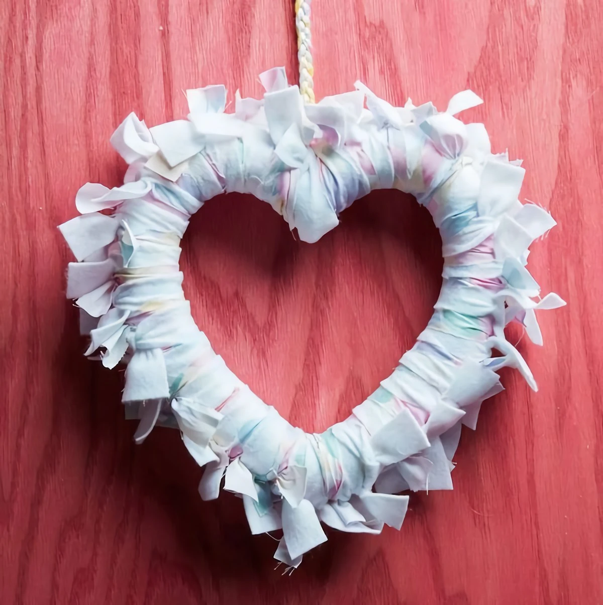 valentines day decorations wreath with soft flannel strips