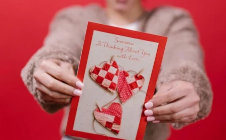 woman holding a valentines day card