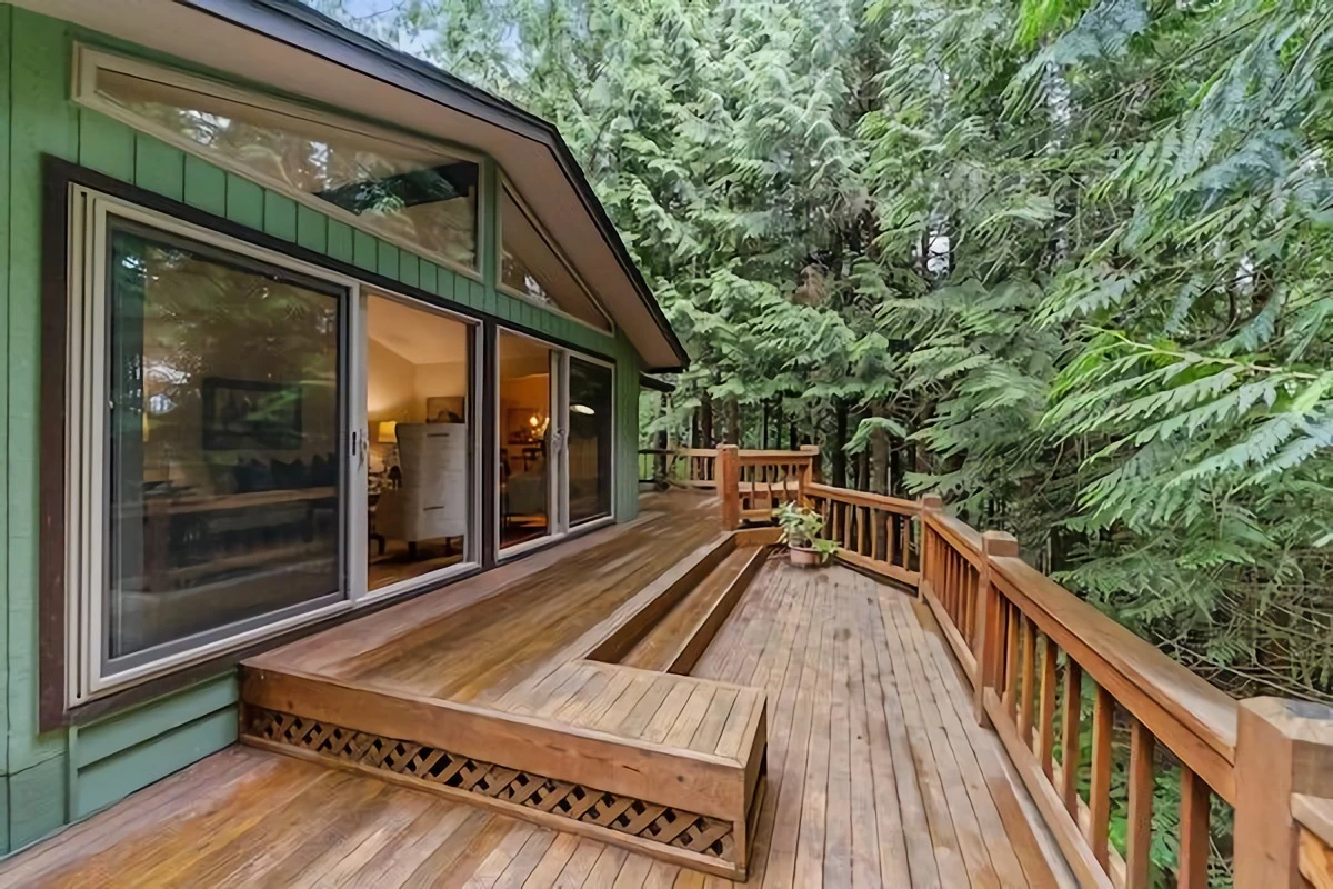 wooden deck in front of home