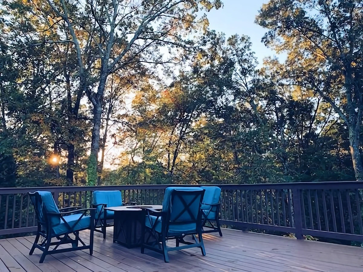 wooden deck with furniture outside