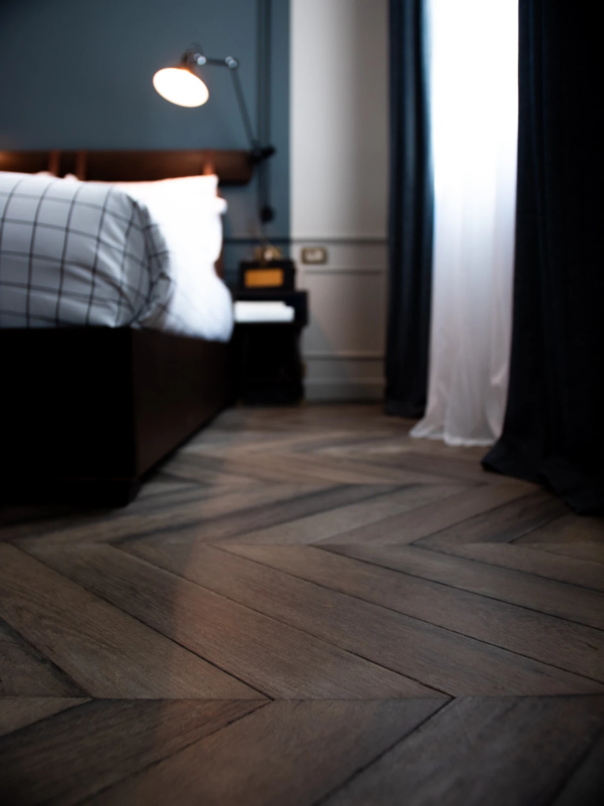 wooden floor in bedroom