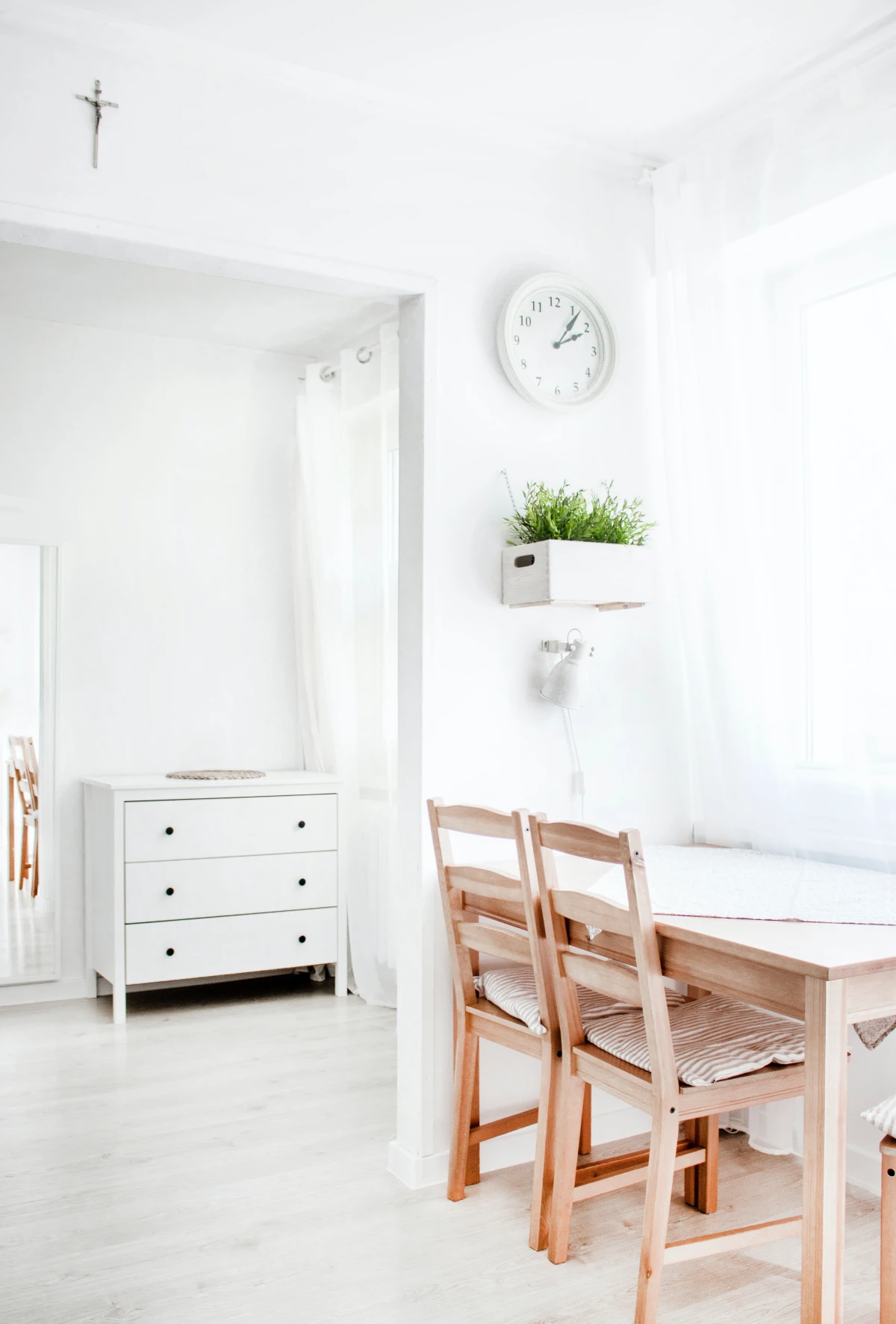 all white blank walls kitchen