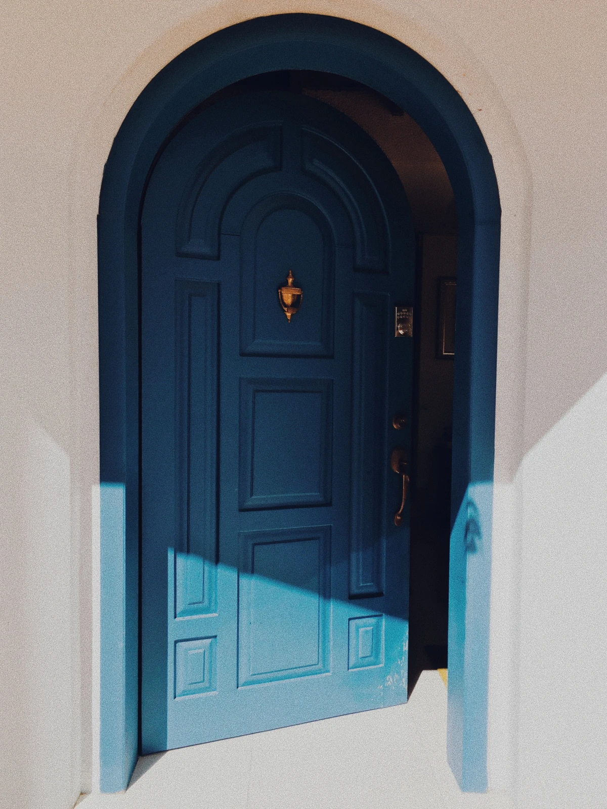 blue big arch door