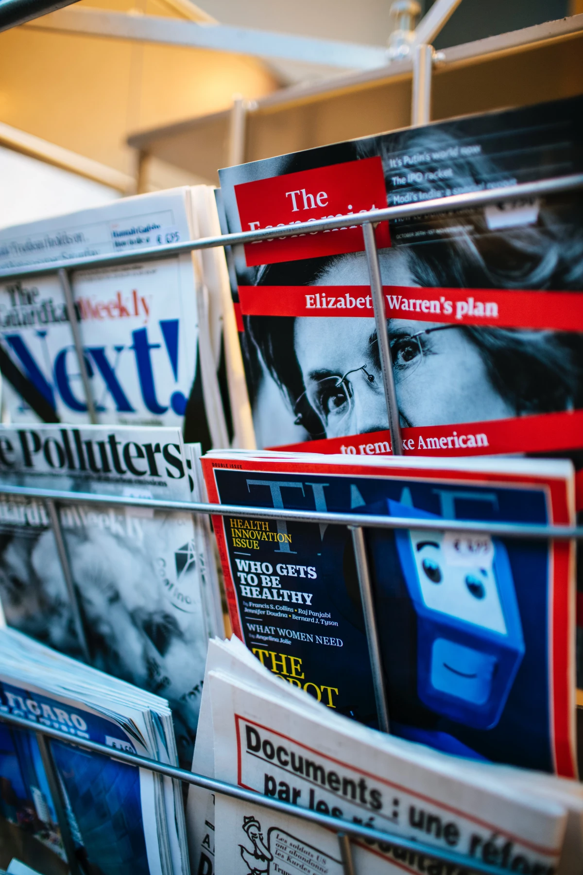 magazine stand with magazines