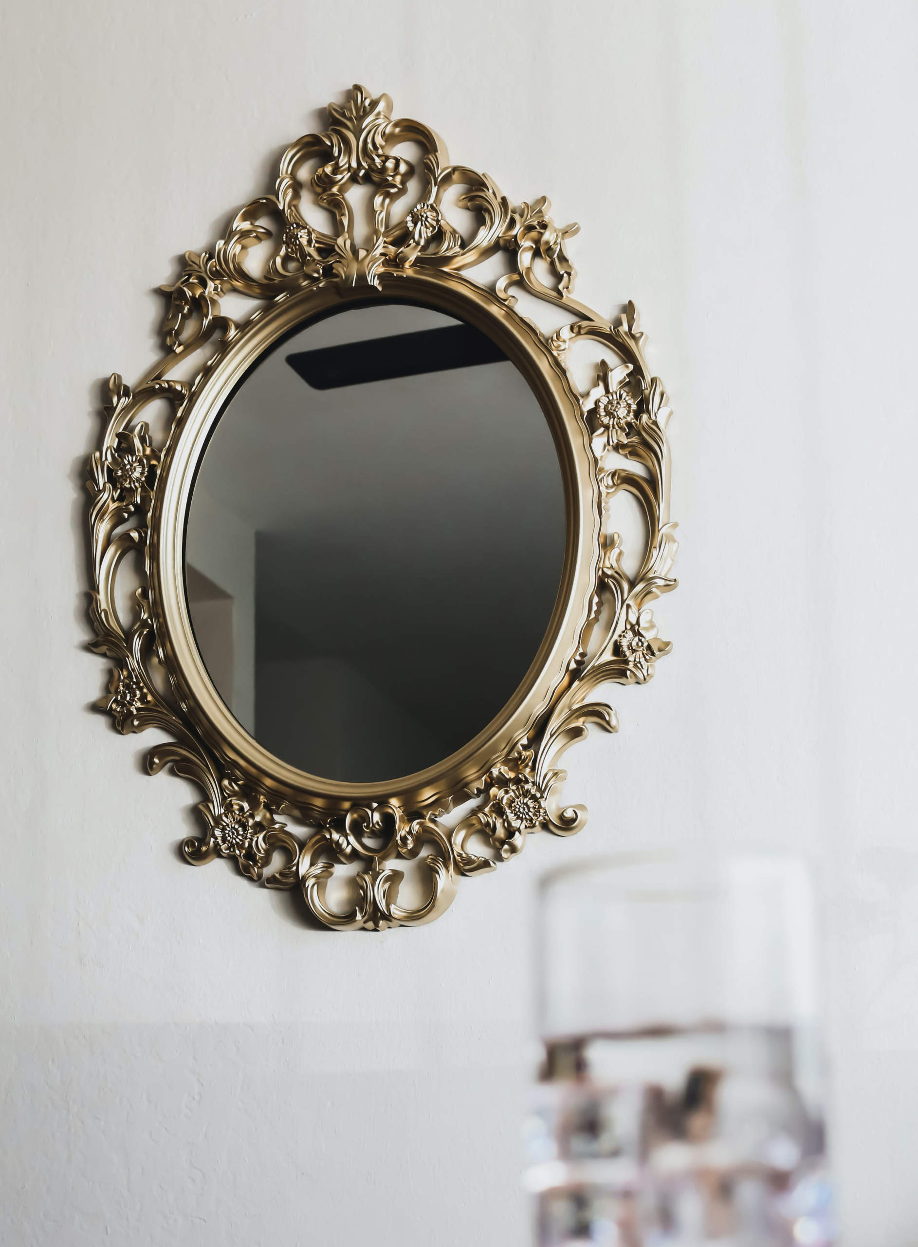 mirror in white entryway