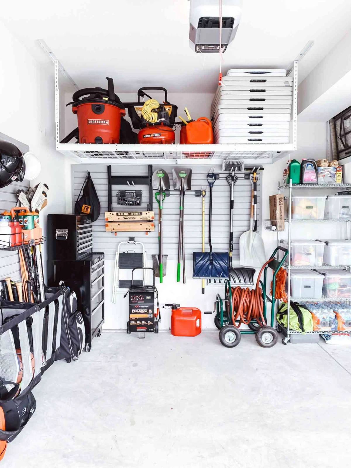 organized garage in white