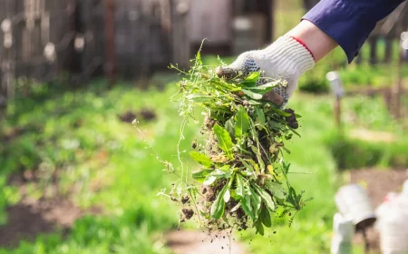 person holding weeds in hand