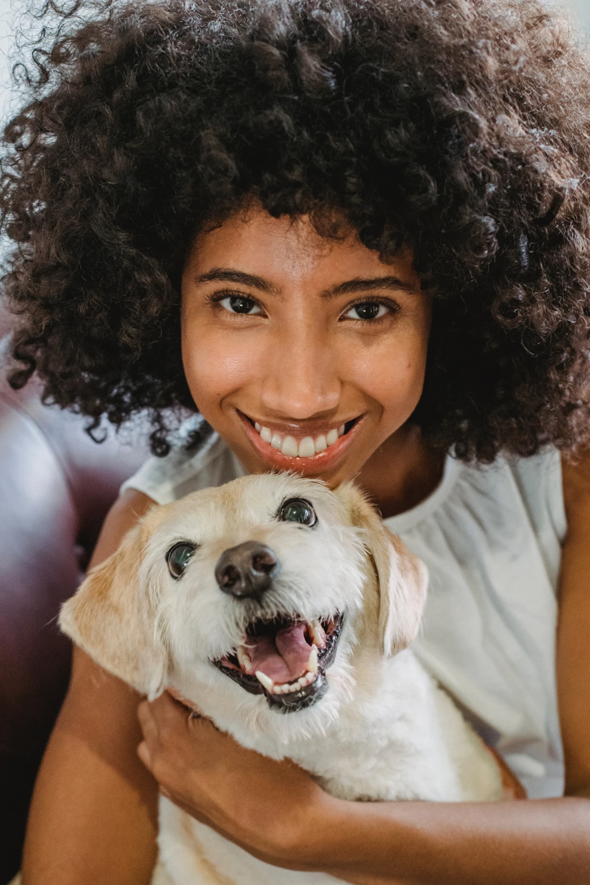 smiling woman and dog