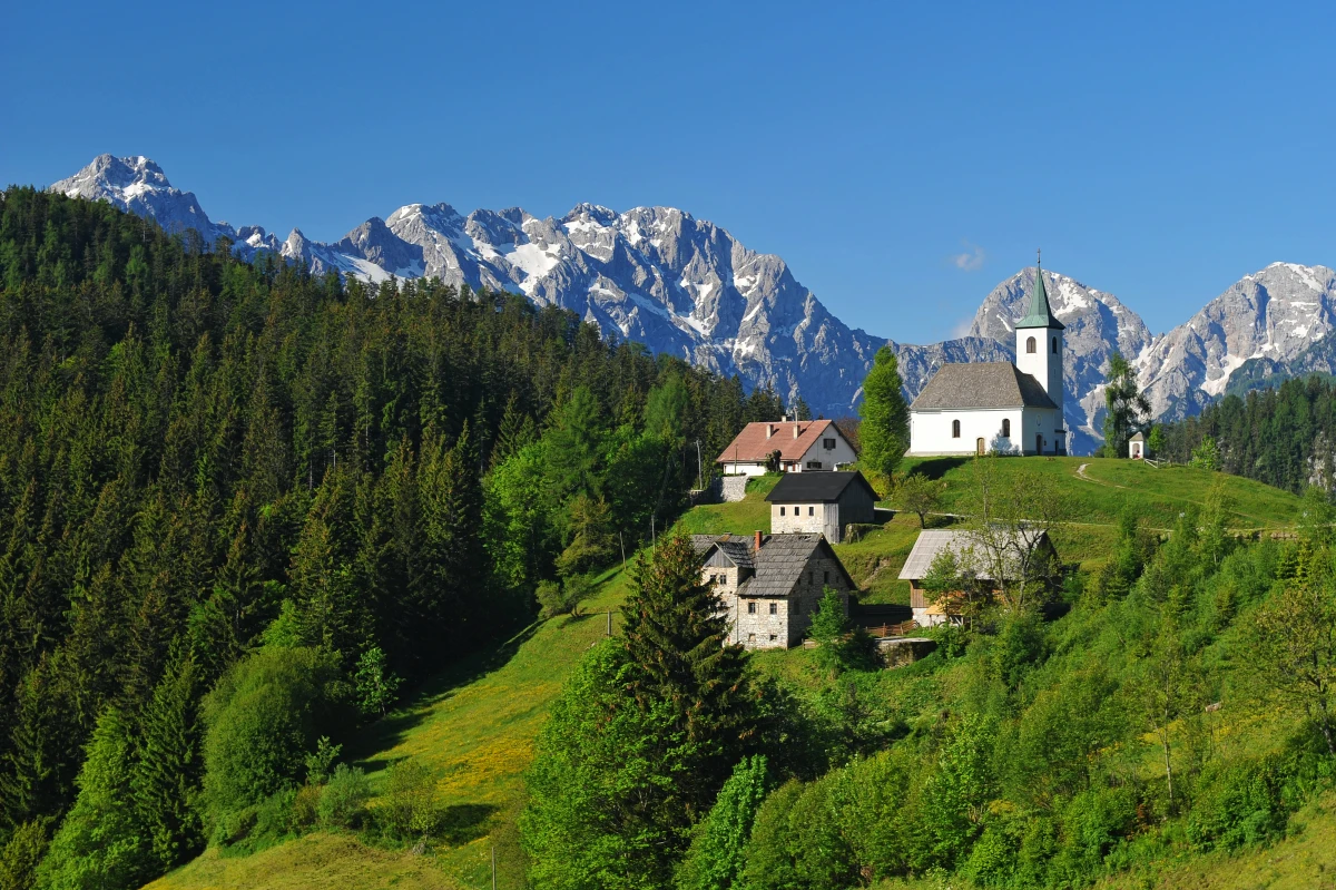 village of solčava and landscape