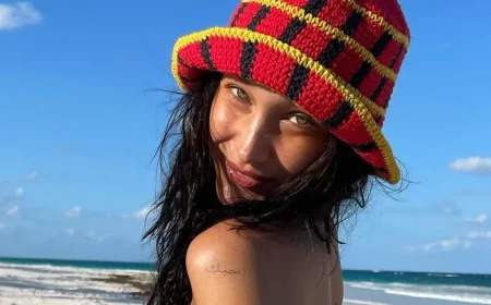 bella hadid wearing a bucket hat
