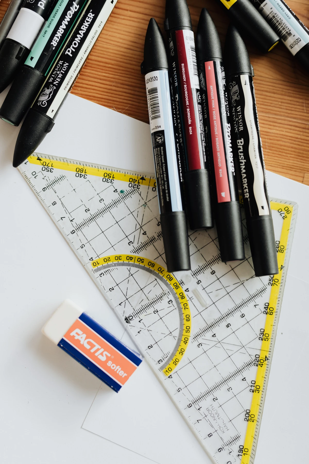 dry erase markers rubber and ruler