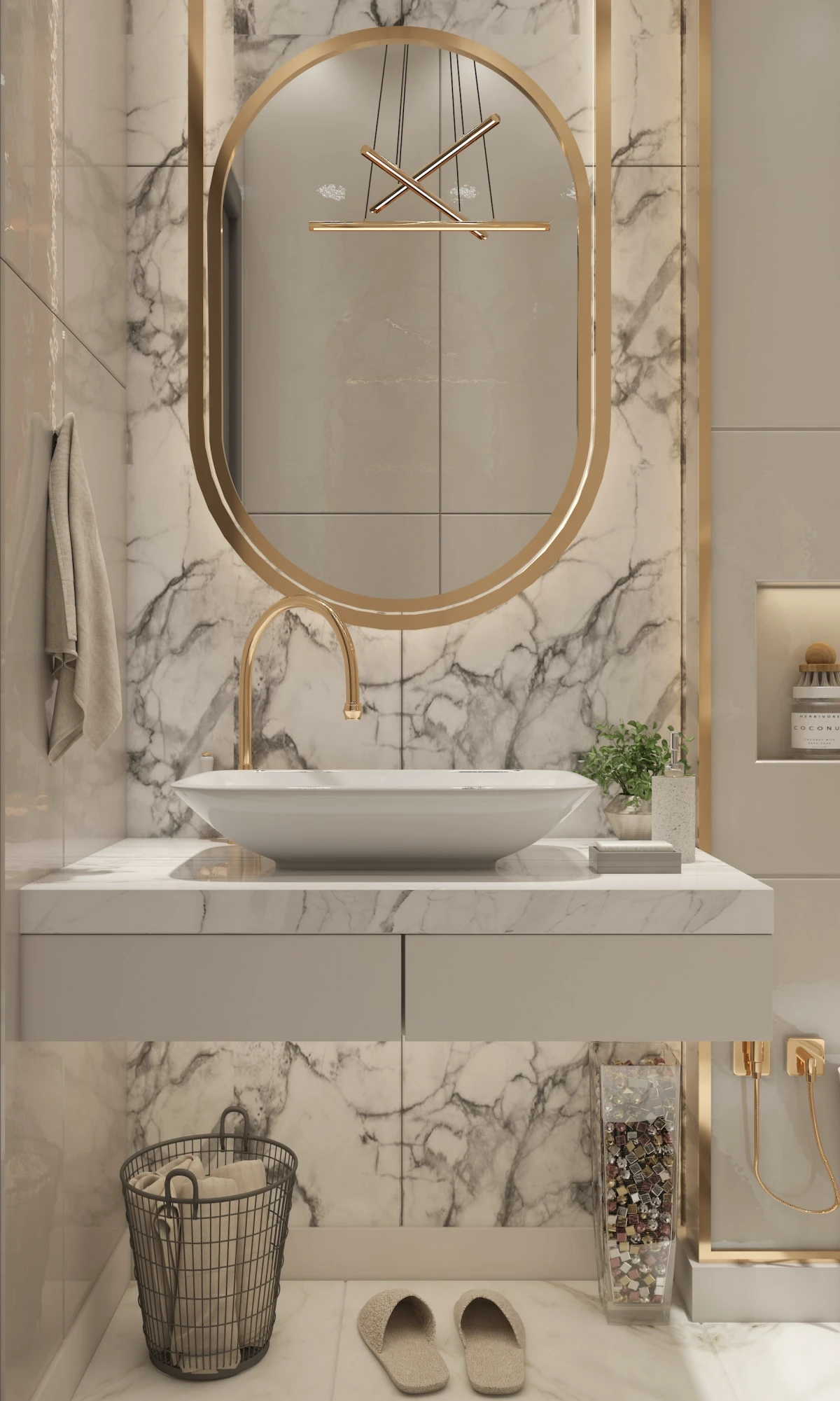 marble and gold bathroom aesthetic