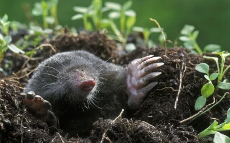 mole poking out of the ground