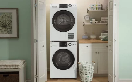 washroom with dryer and washing machine
