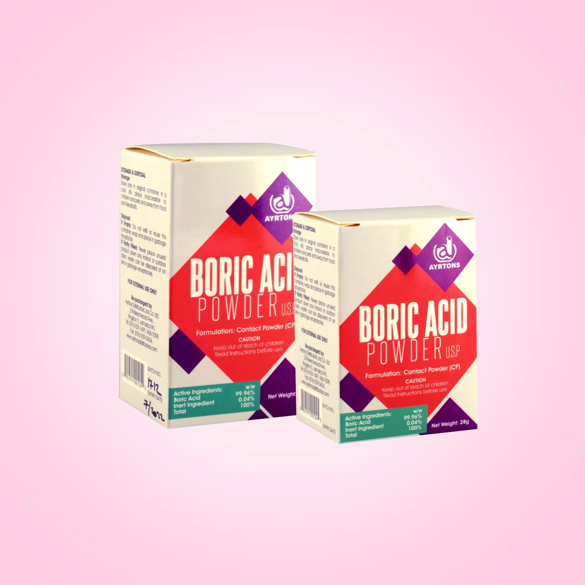 boric acid powder in boxes