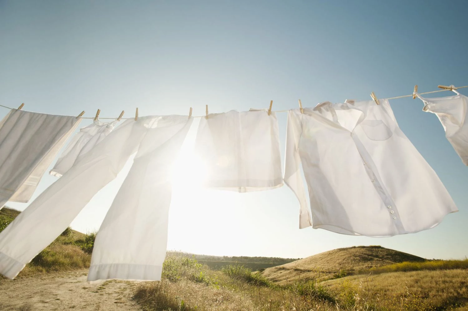 clothes drying in the sun