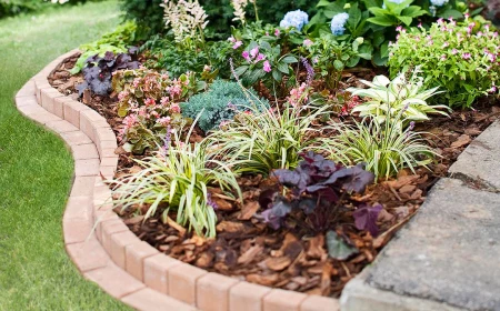 curvy brick border plants flowers