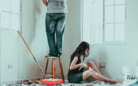 man and woman renovating their home