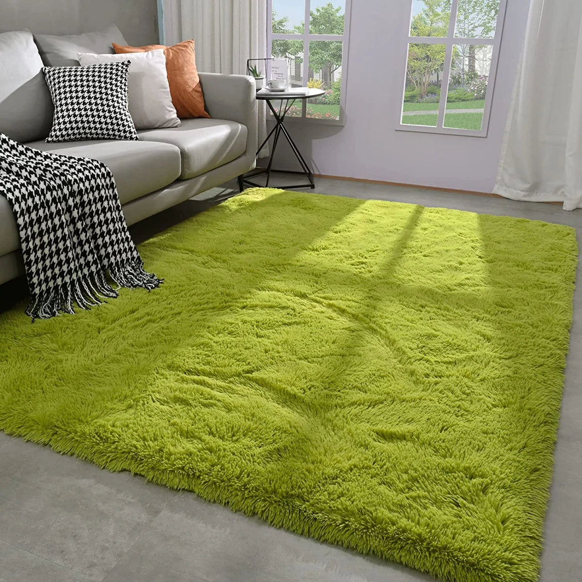 rug colors lime green fluffy rug