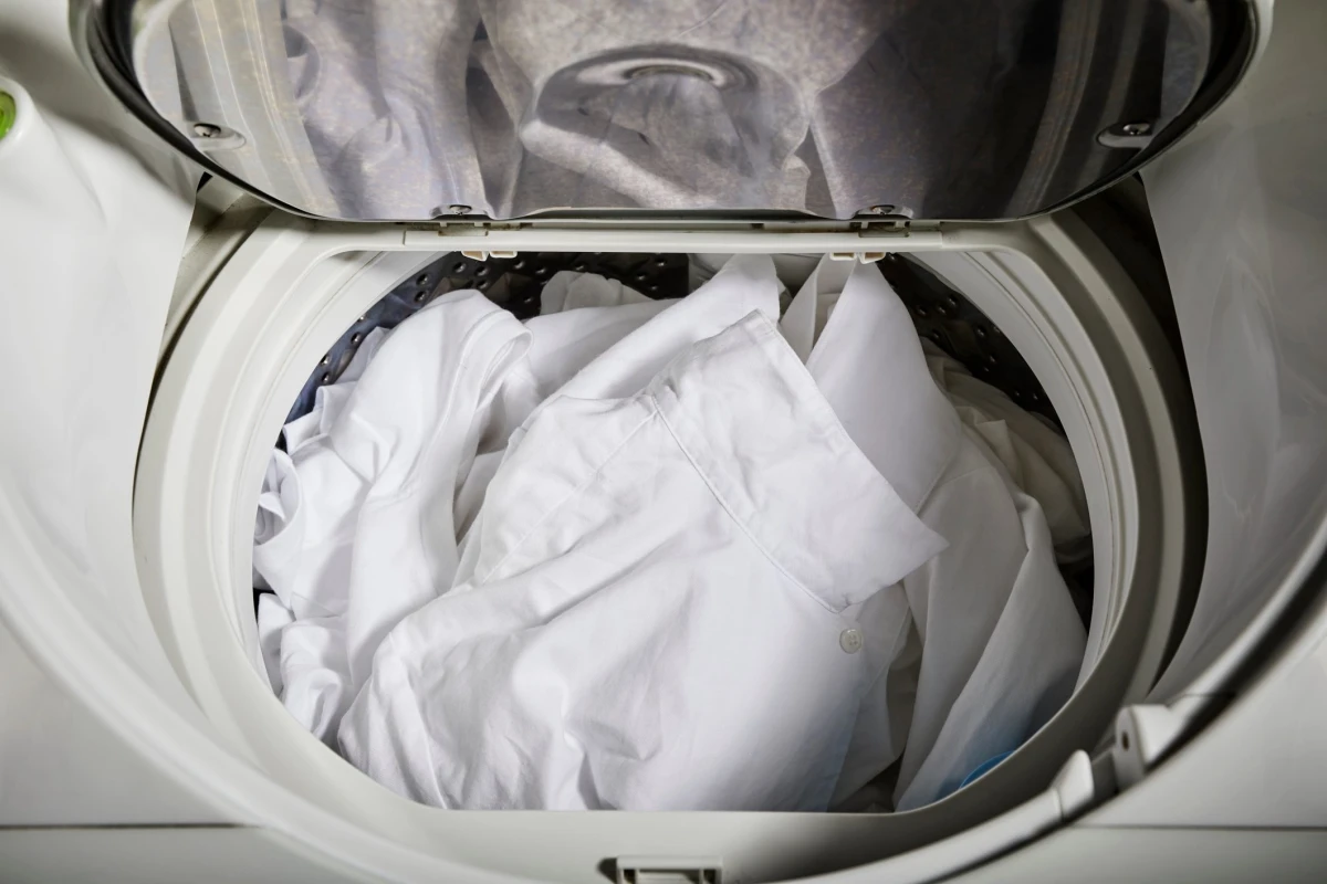 white clothes in a washing machine