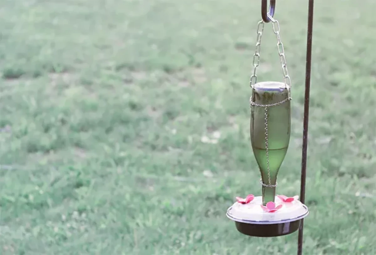 diy hummingbird feeder wine bottle upside down feeder