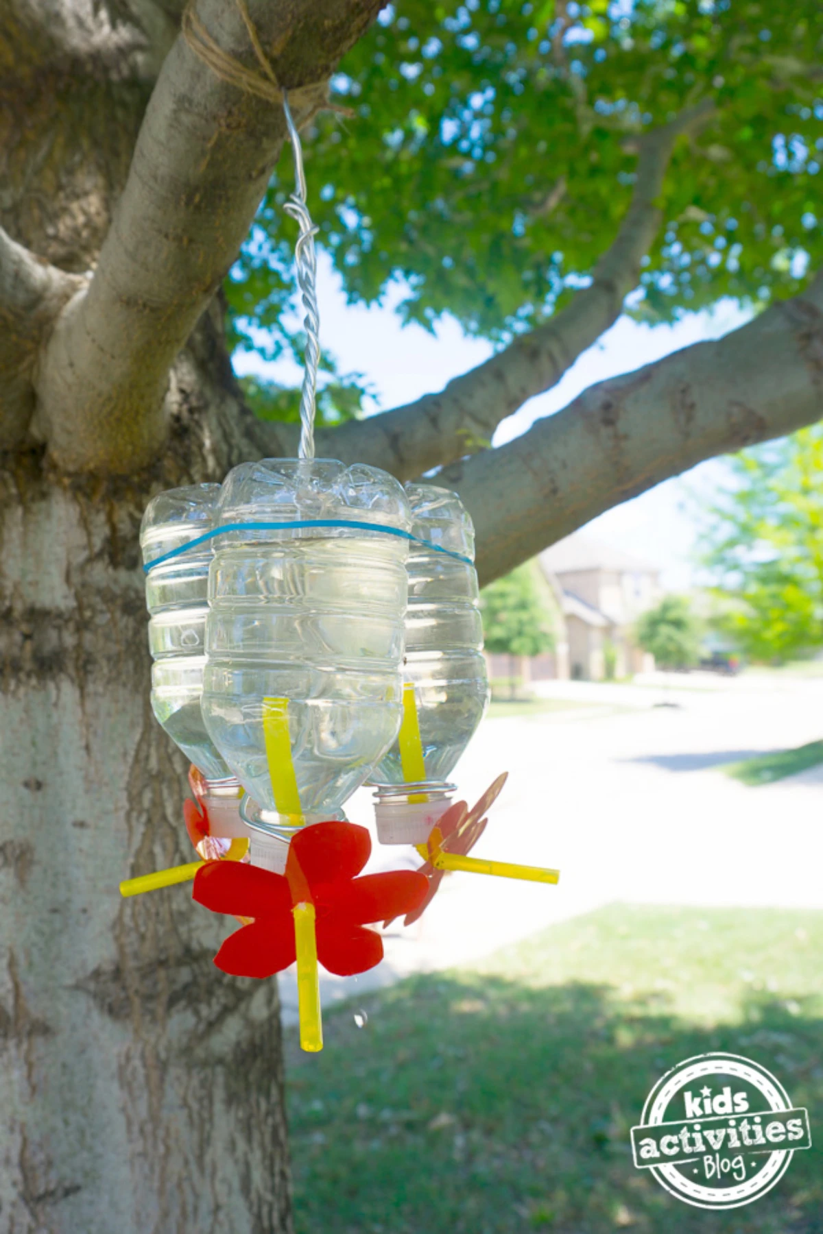 hummingbird feeder made from bottles
