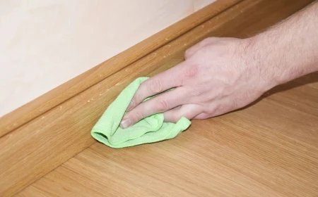person cleaning skirting board